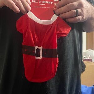 Festive Red Pet T-Shirt with Belt Design